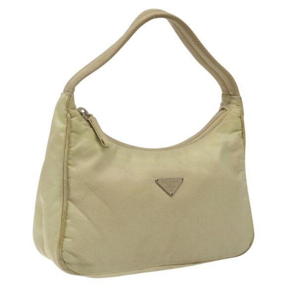 PRADA Accessory Pouch Nylon Beige Silver Auth ar13503 - Picture 1 of 16
